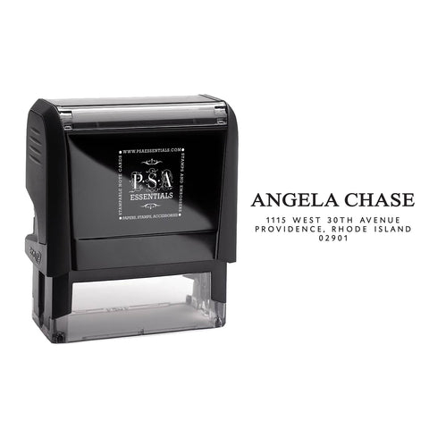 Rectangle PSA Essentials Personalized Self-Inking Return Address Stamp Black