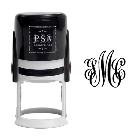 Antique Cipher Monogram Personalized Self Inking Round Return Address Stamp