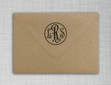 Antique Roman Personalized Self Inking Round Monogram Stamp on Envelope