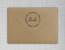 Bailie Personalized Self Inking Round Return Address Stamp on envelope