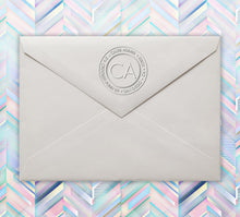 Caleb Personalized Return Address Standard Embosser on envelope