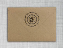 Crown Personalized Self-inking Round Return Address Stamp on Envelope