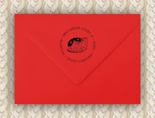 Holiday Personalized Self-inking Round Return Address Stamp on Envelope
