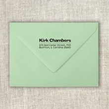 Kirk Rectangle Personalized Self Inking Return Address Stamp on Envelope
