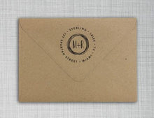 Sterling Personalized Self-inking Round Return Address Stamp on Envelope