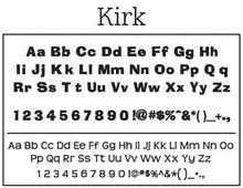 Kirk Rectangle Personalized Self Inking Return Address Stamp font 