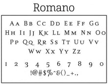 Romano Holiday Rectangle Personalized Self Inking Return Address Stamp font 