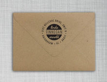 Finnegan Personalized Self-inking Round Return Address Stamp on Envelope