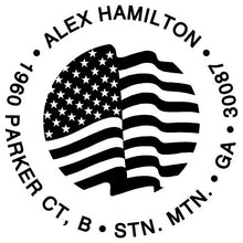 Flag Personalized Self-inking Round Return Address Stamp