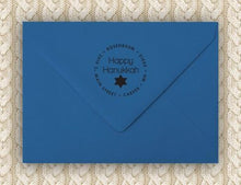 Happy Hanukkah Personalized Self-inking Round Return Address Stamp on Envelope