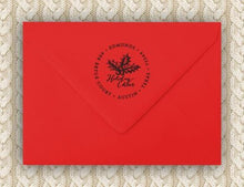 Holiday Cheer Personalized Self-inking Round Return Address Stamp on Envelope