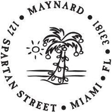 Holiday Personalized Self-inking Round Return Address Stamp on Envelope